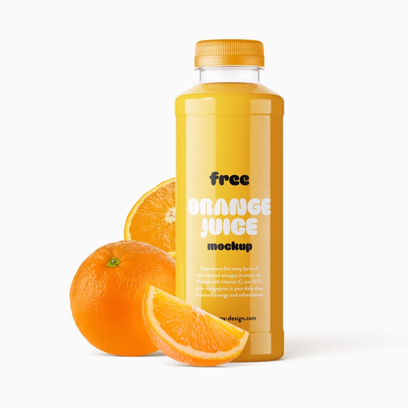 Orange Juice Bottle Mockup PSD