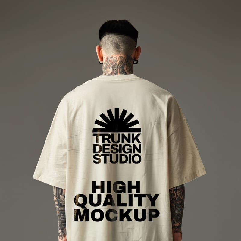 Oversized Tshirt Back Side Mockup PSD