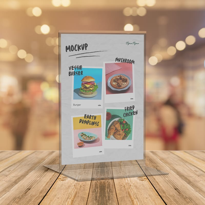 Photo Realistic Table Tent Mockup PSD