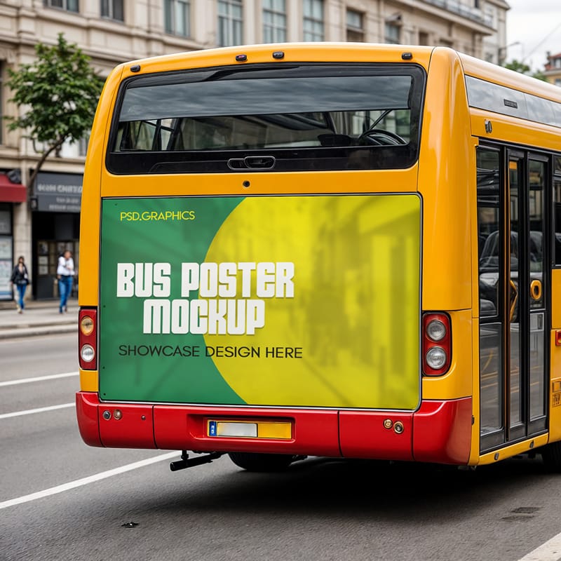 Poster Advertising on Bus Mockup PSD