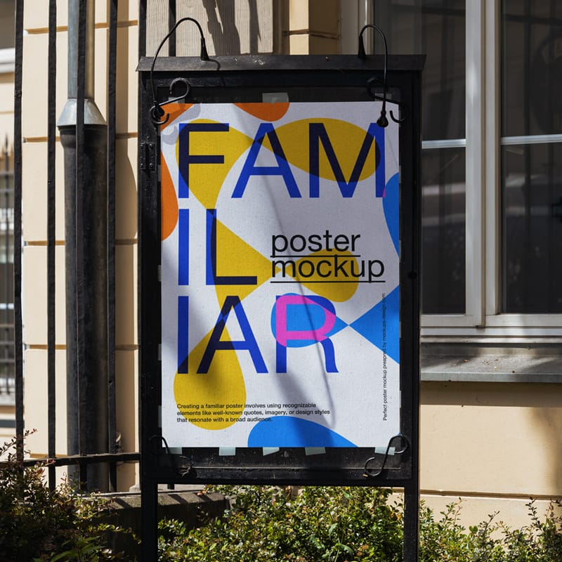 Poster in Frame with Shadow Mockup PSD