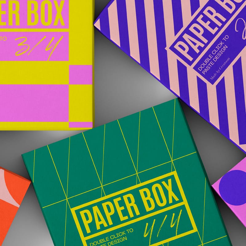 Realistic Cardboard Box Mockups PSD