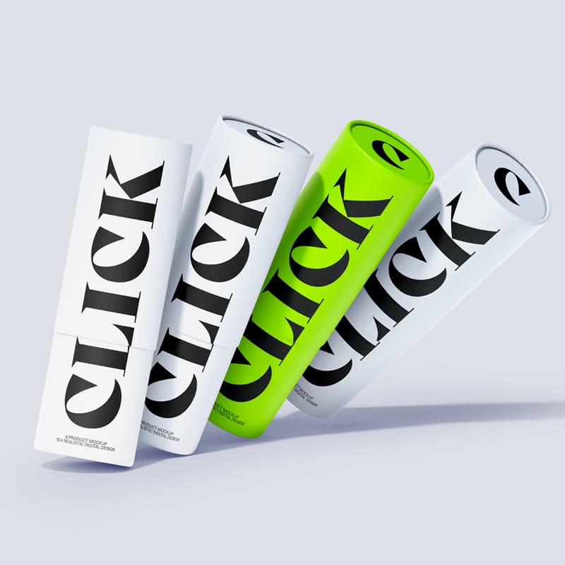 Realistic Paper Tube Mockup Template PSD