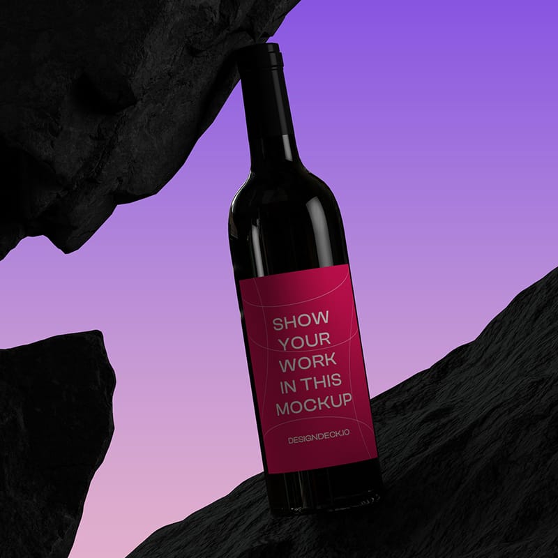 Realistic Wine Bottle Mockup PSD