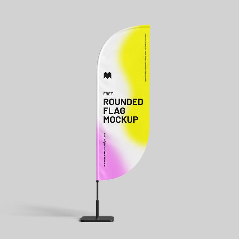 Rounded Flag Mockup Template PSD
