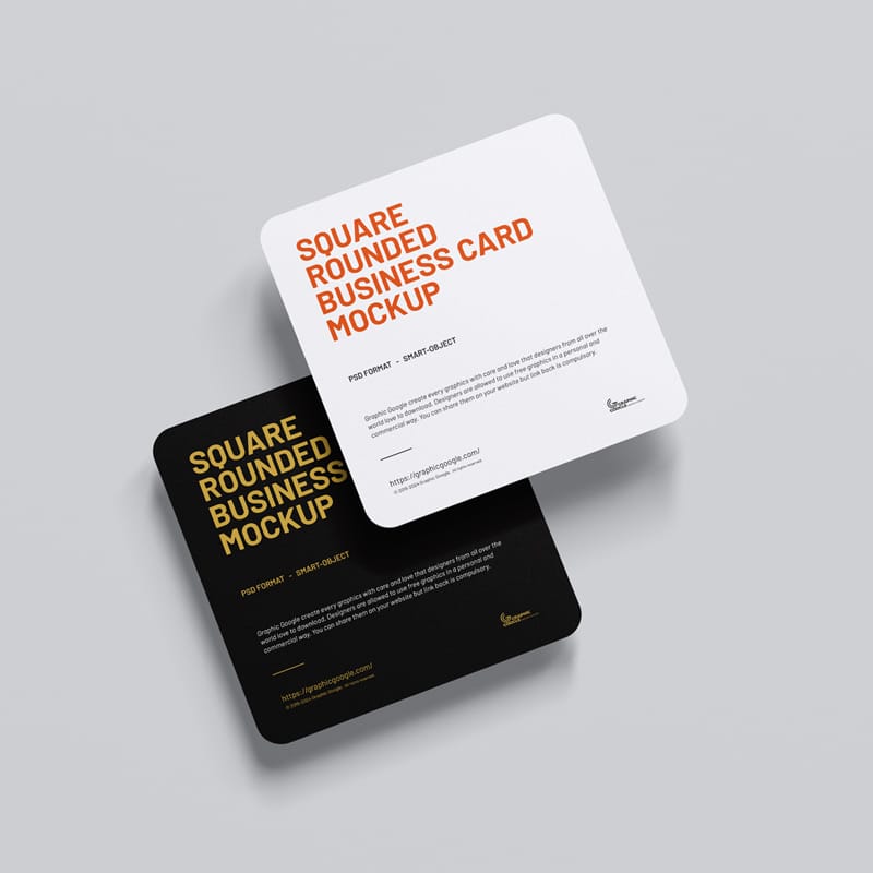 Rounded Square Business Cards Mockup PSD