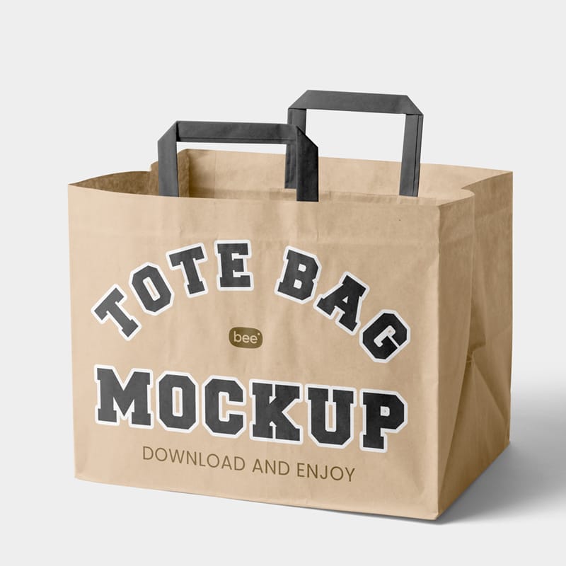 Standing Wide Paper Bag Mockup PSD