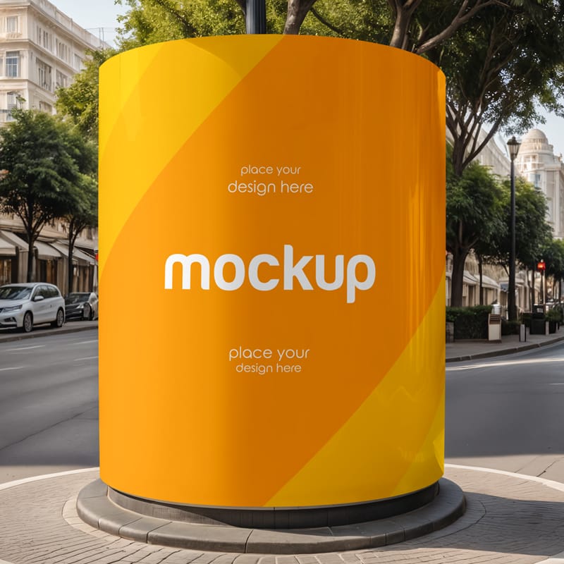 Street Advertising Column Mockup PSD