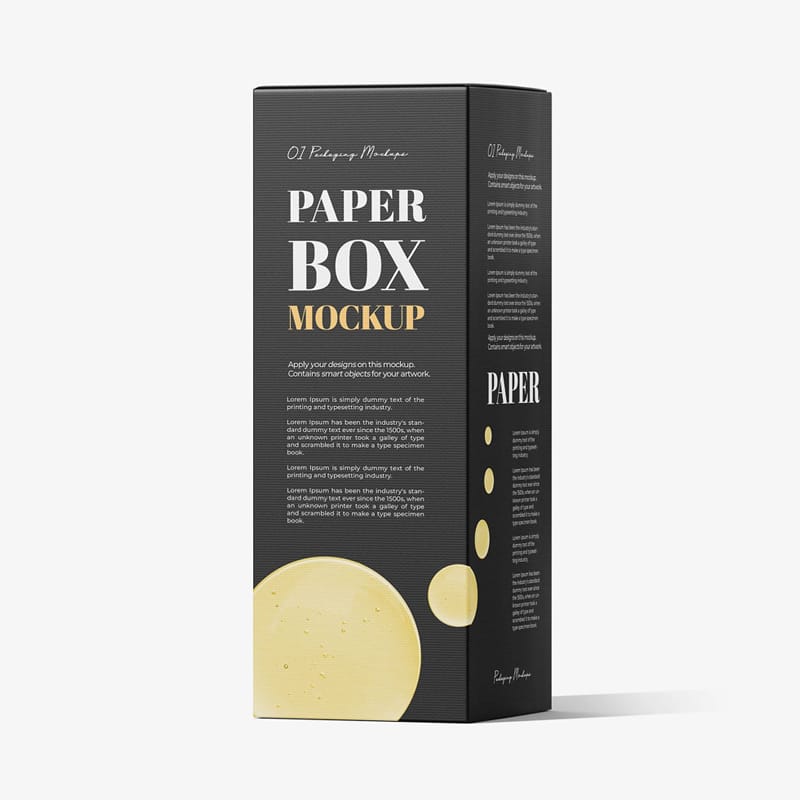 Tall Paper Box Mockup PSD