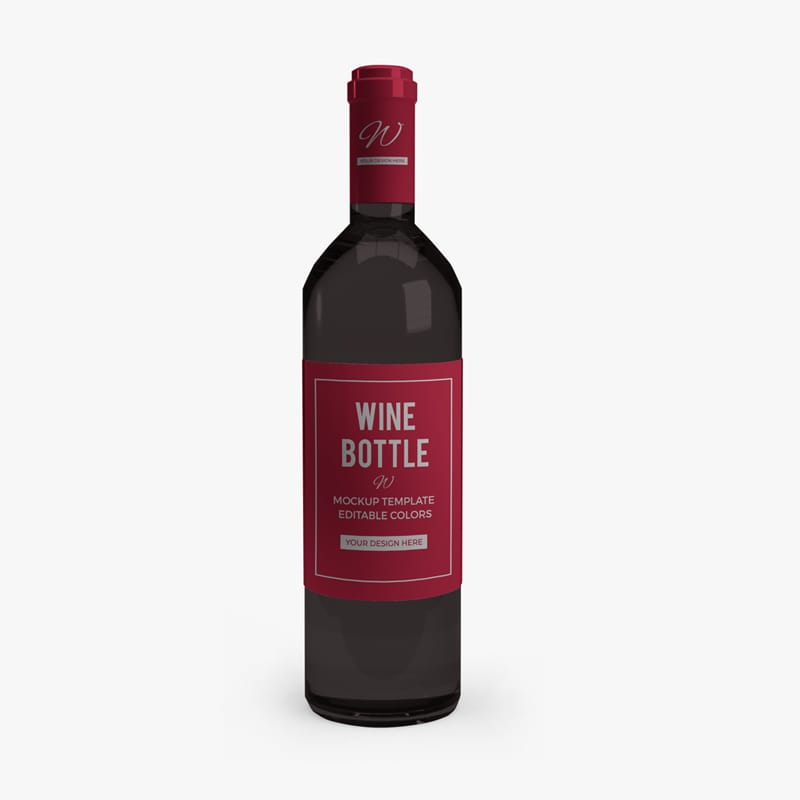 Wine Bottle Mockup Template Set PSD