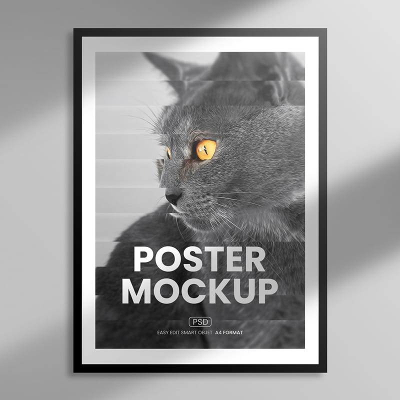 A4 Mockup on the White Wall PSD