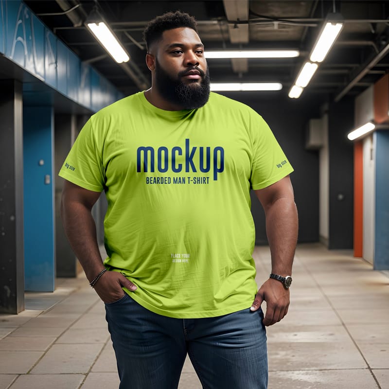 Bearded Man T-Shirt Mockup PSD