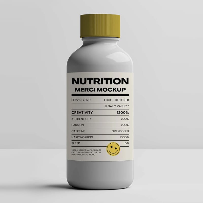 Bottle Nutrition Mockup PSD
