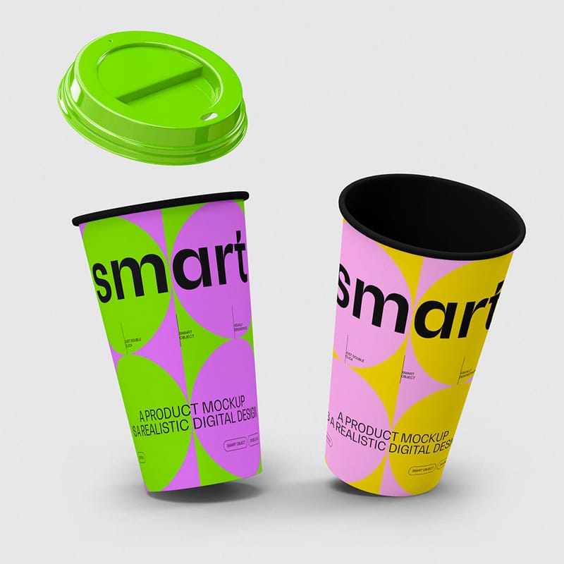 Bright Paper Cup Packaging Mockup