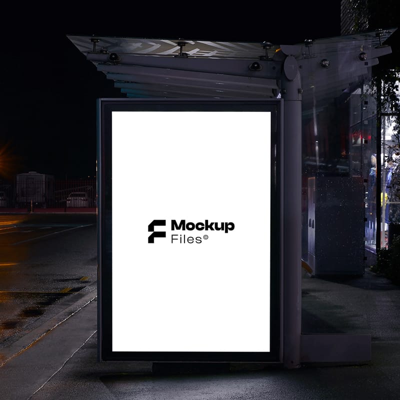 Bus Shelter Poster Mockup Template PSD