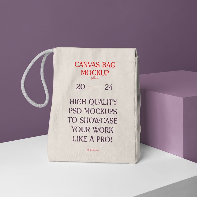 Canvas Bag on Boxes Mockup PSD
