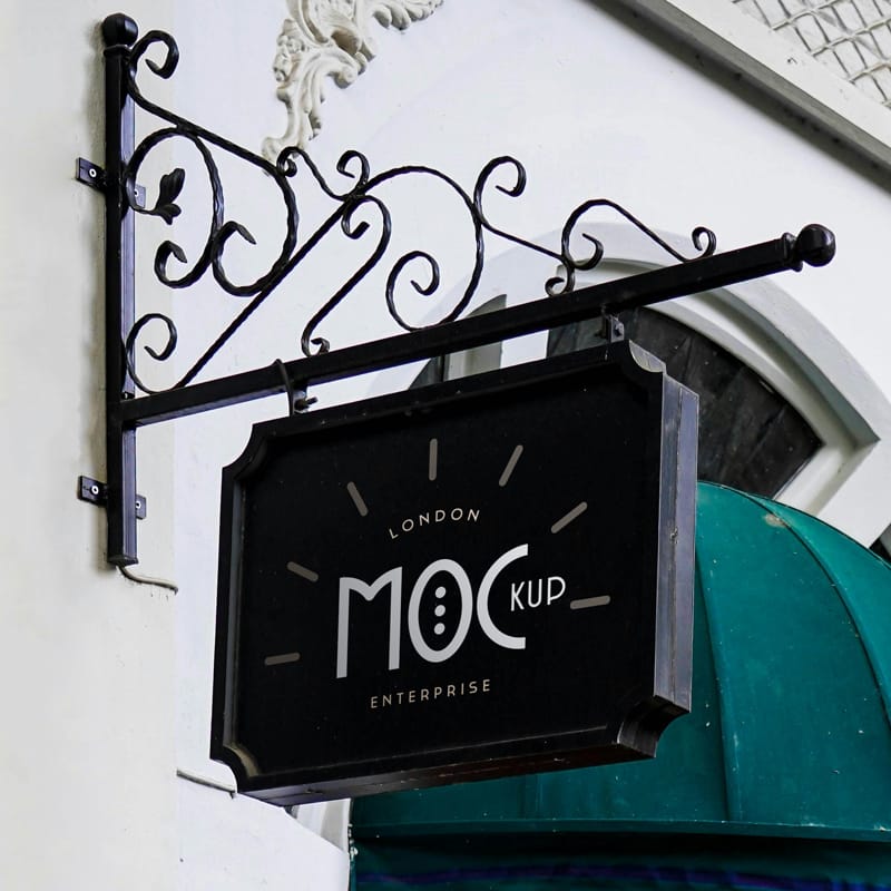 Classic Shop Signboard Mockup PSD