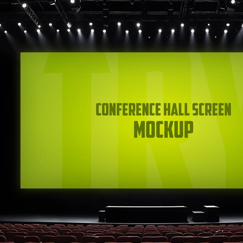 Conference Hall Screen Mockup Template PSD