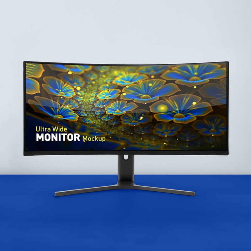 Curved LED Screen Monitor Mockup PSD