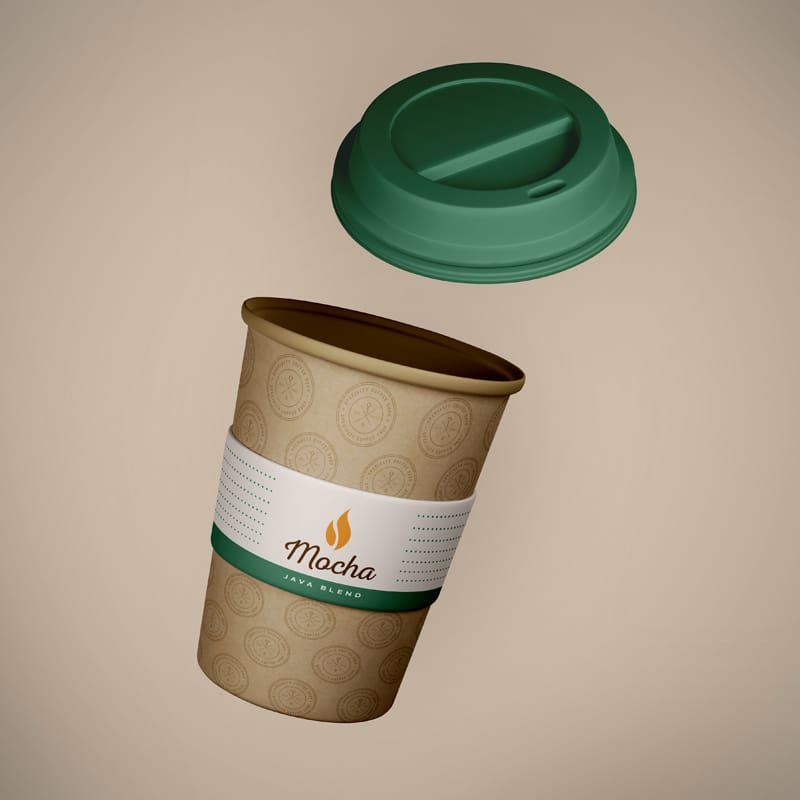 Floating Paper Coffee Cup Mockup PSD