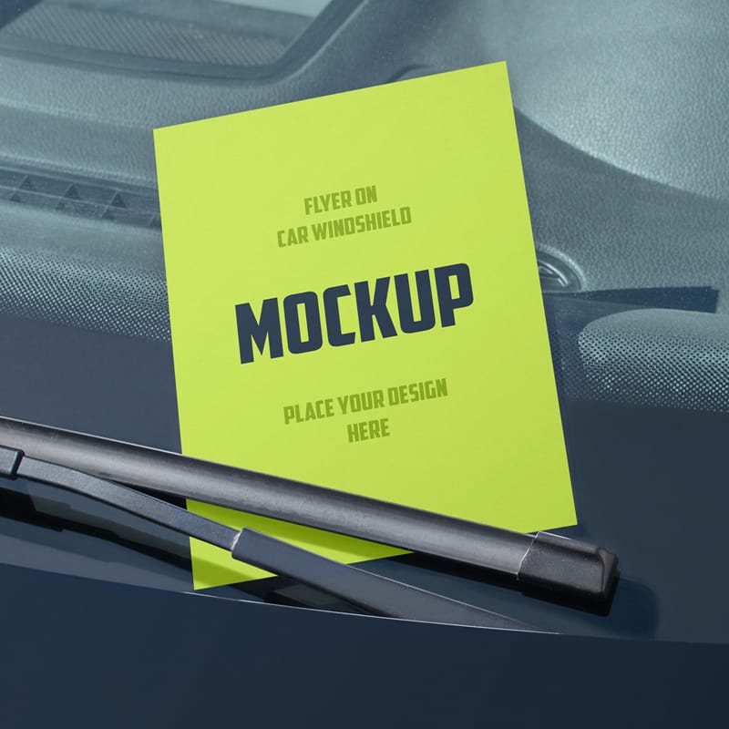 Flyer on Car Windshield Mockup PSD