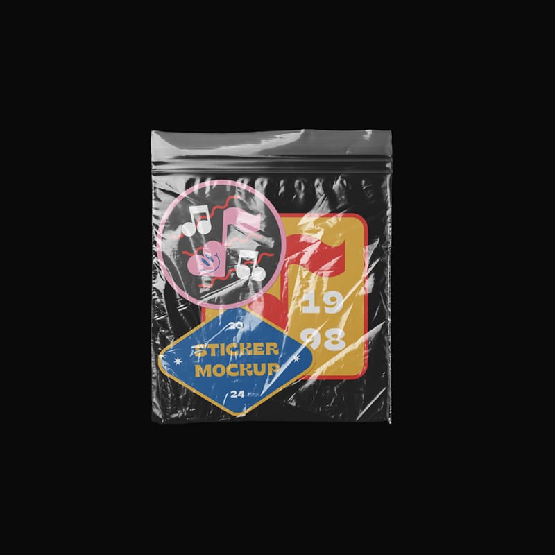 Foil with Three Sticker Mockup PSD