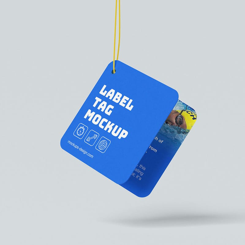 Folded Label Tag Mockup PSD