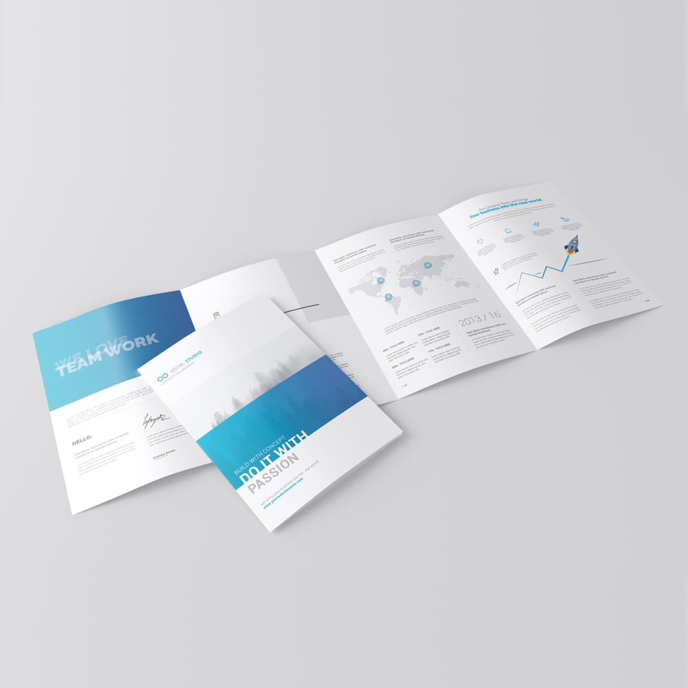 Free A4 4-Fold Brochure Mockup PSD