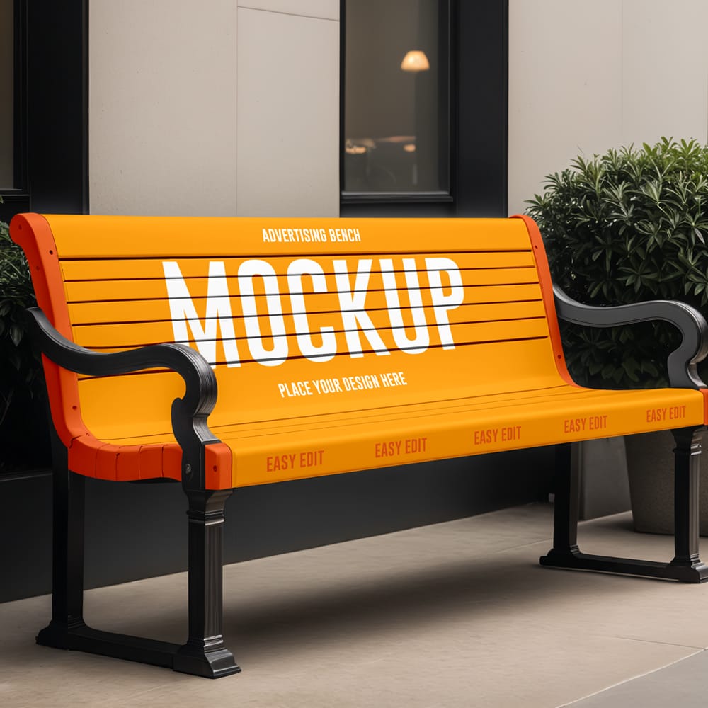 Free Advertising Bench Mockup PSD