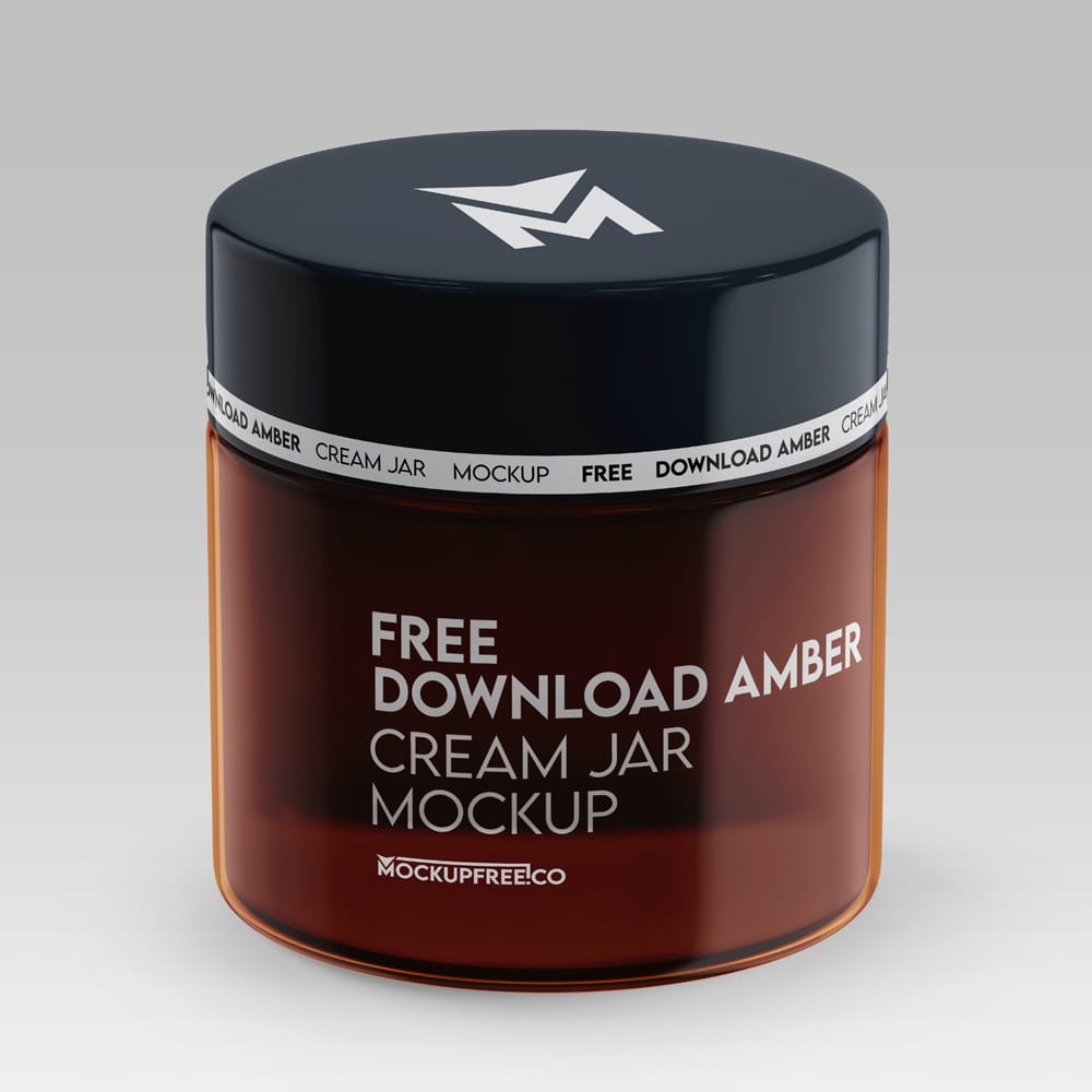 Free Amber Cream Jar Mockup PSD