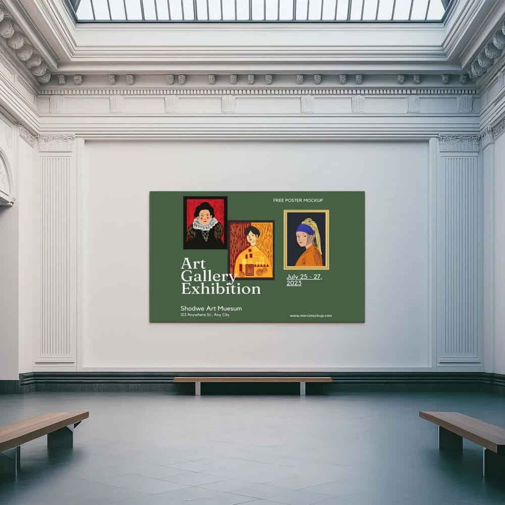 Free Art Museum Poster Mockup PSD