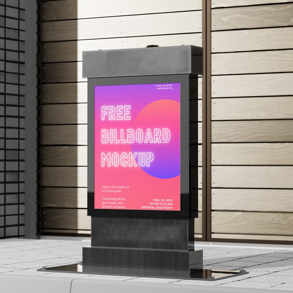 Free Billboard Lightbox Mockup PSD