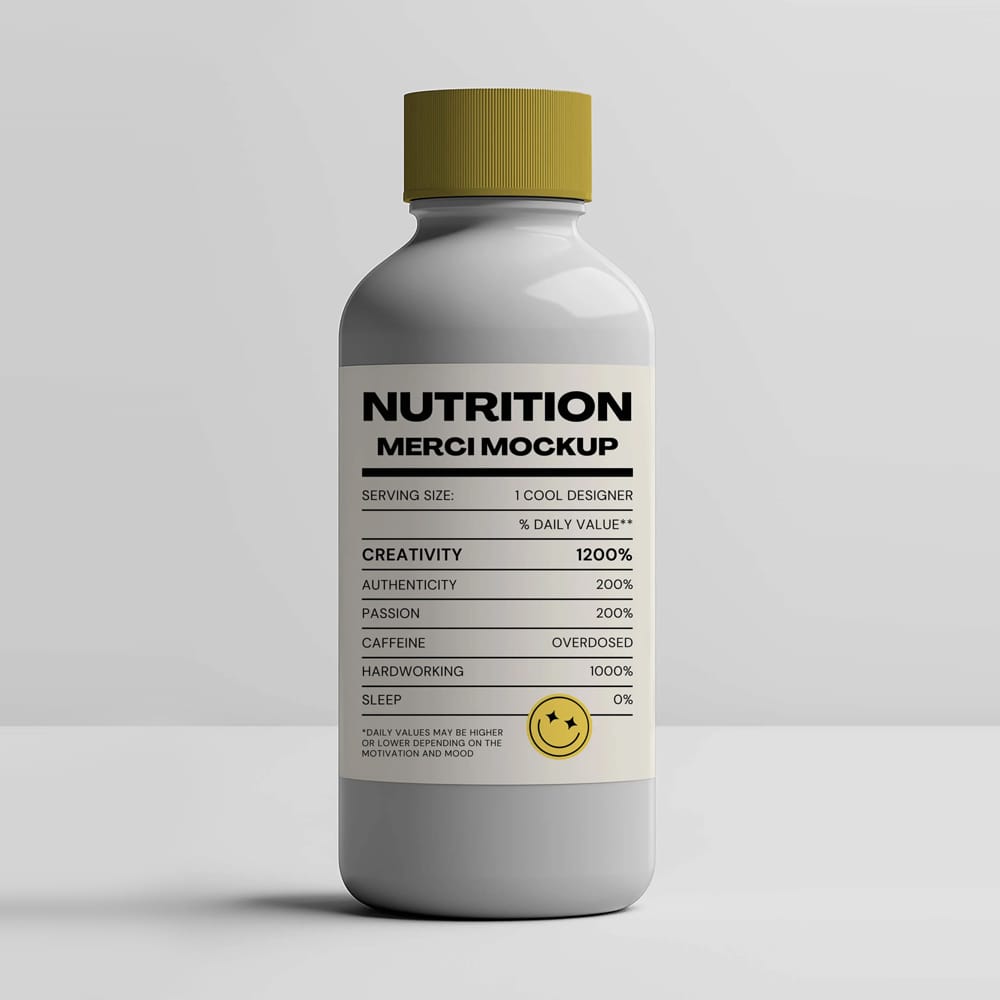 Free Bottle Nutrition Mockup PSD