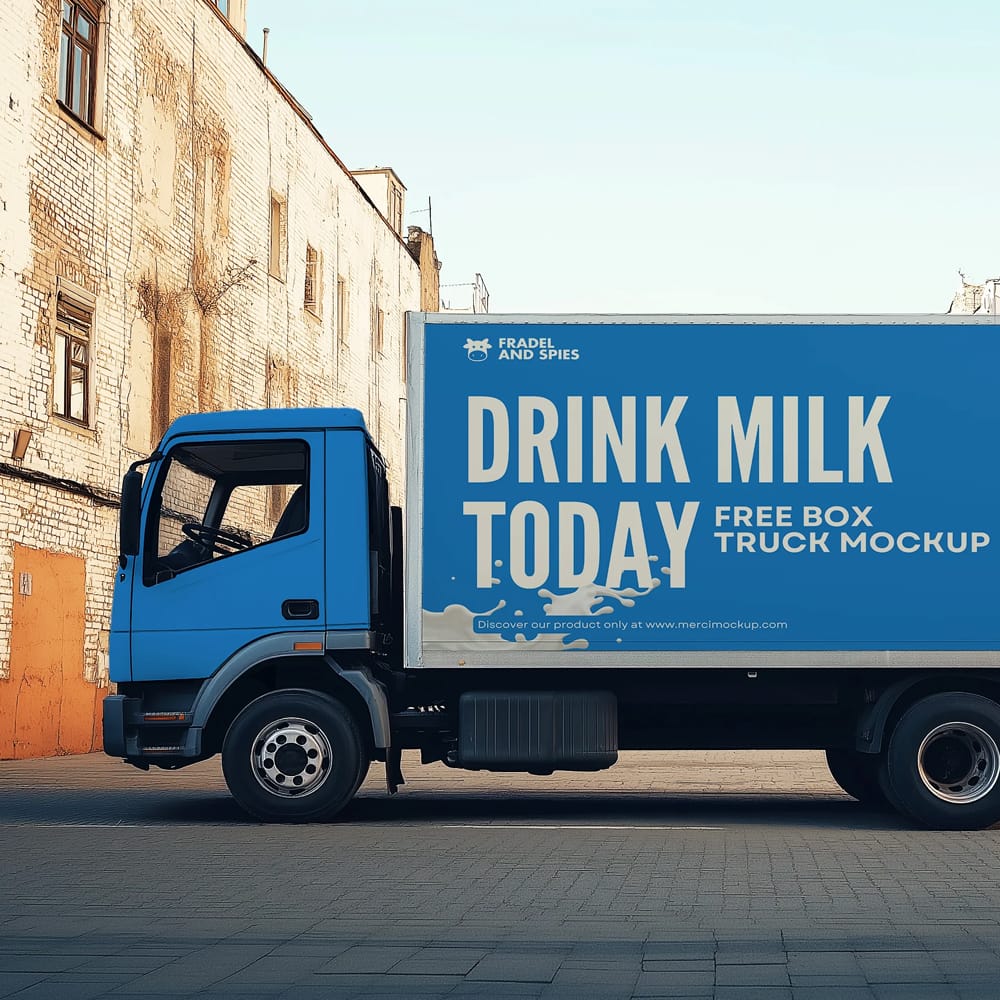 Free Box Truck Mockup PSD