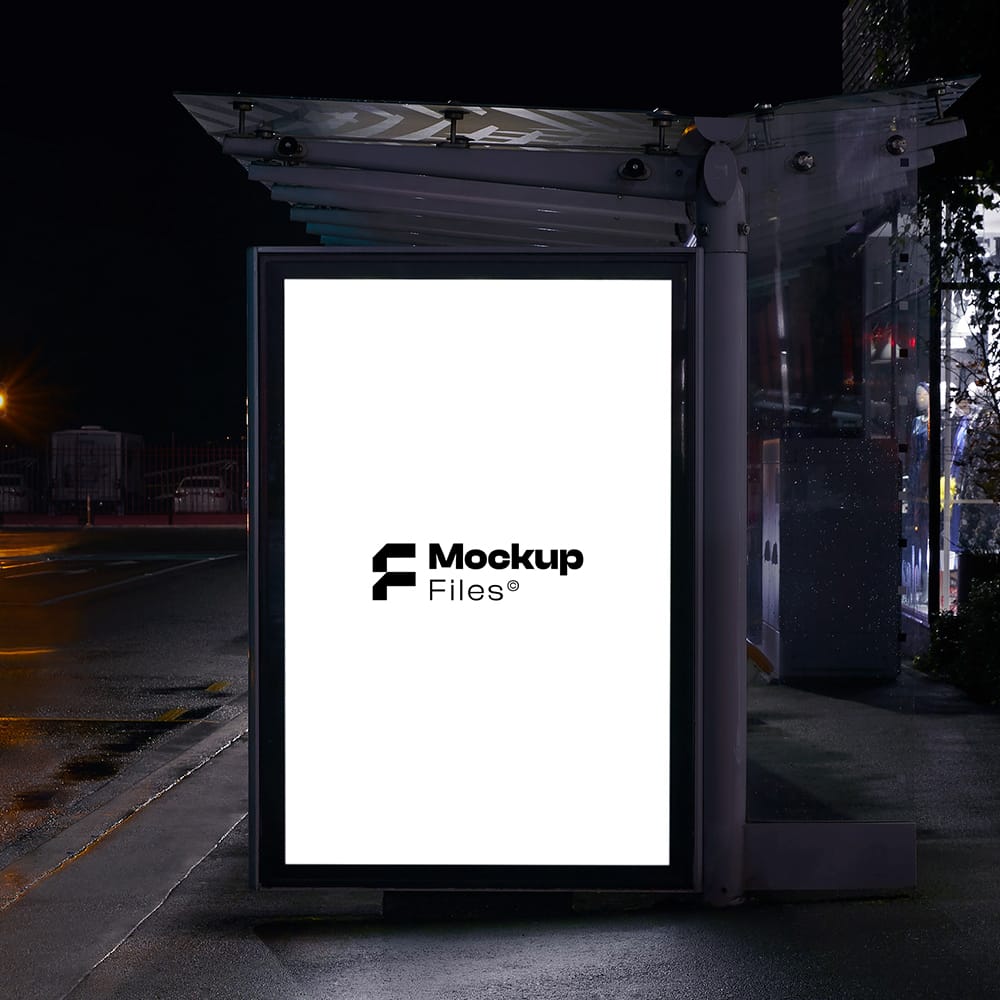 Free Bus Shelter Poster Mockup Template PSD