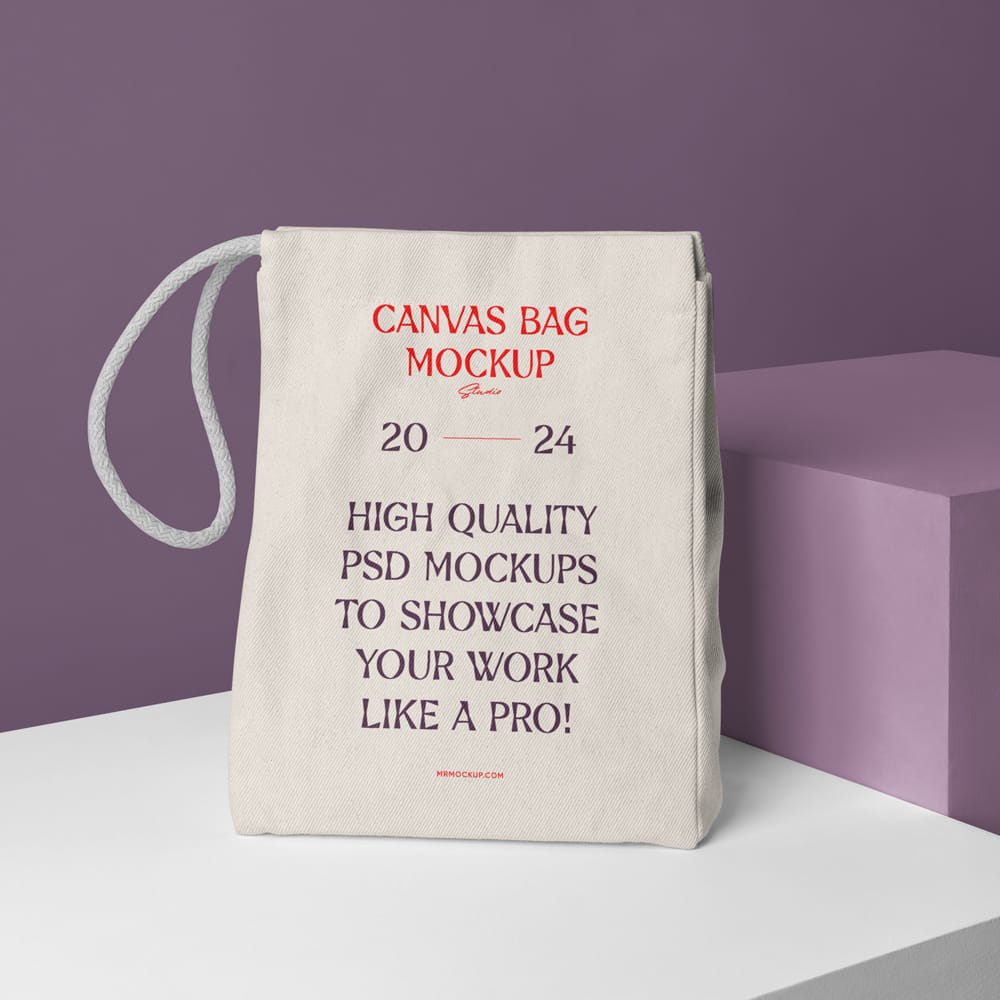 Free Canvas Bag on Boxes Mockup PSD