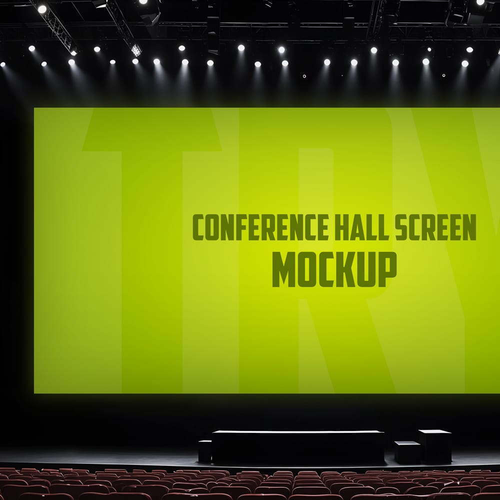 Free Conference Hall Screen Mockup Template PSD