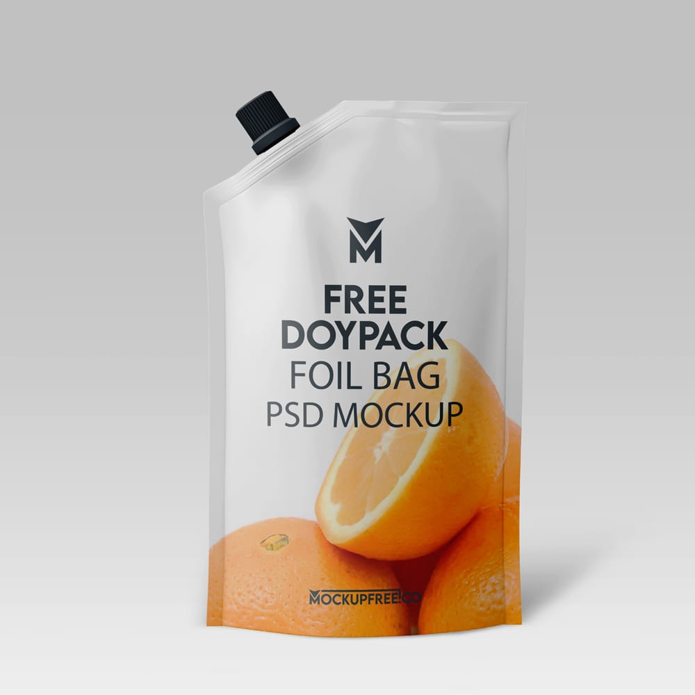 Free Doypack Foil Bag Mockup PSD