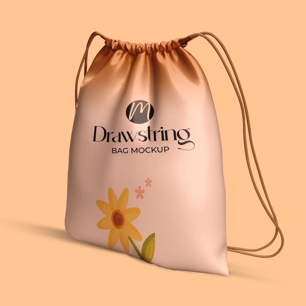 Free Drawstring Bag Mockup Design PSD