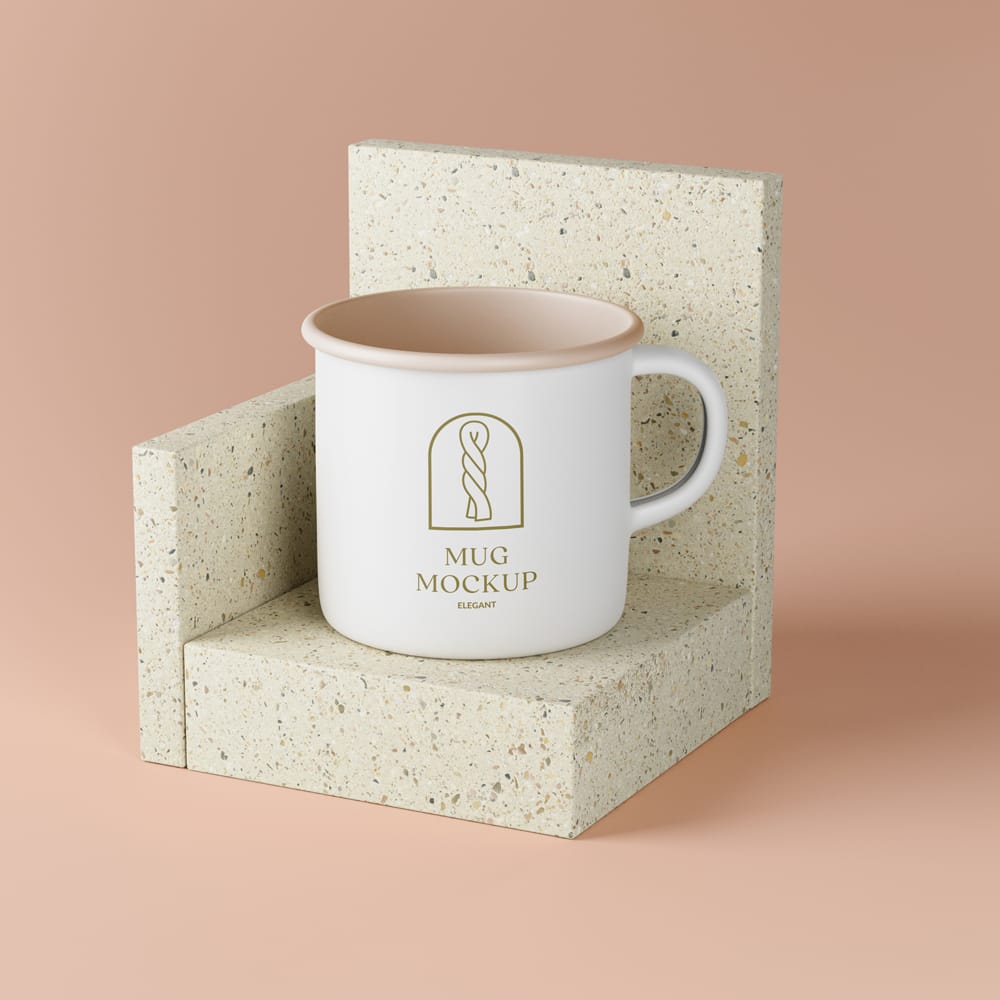 Free Enamel Mug Mockup Design PSD