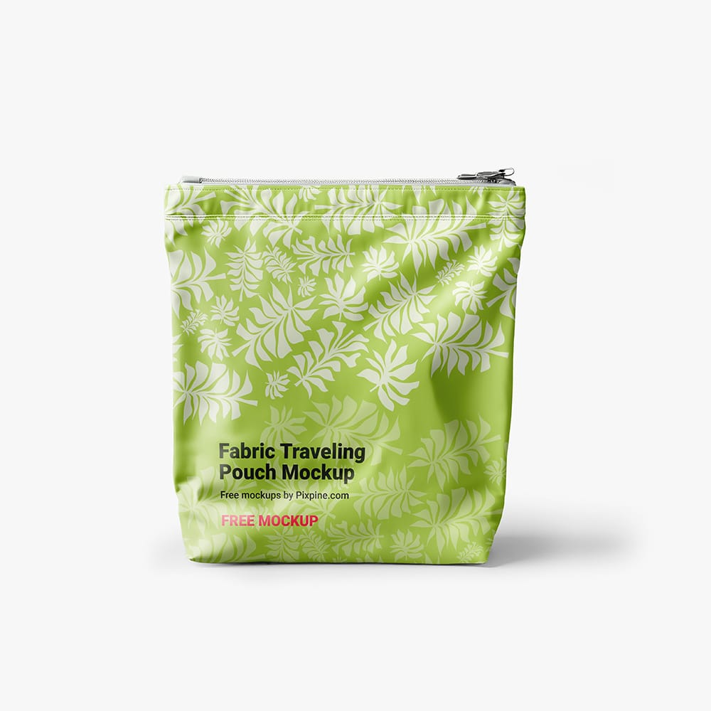 Free Fabric Traveling Pouch Mockup PSD