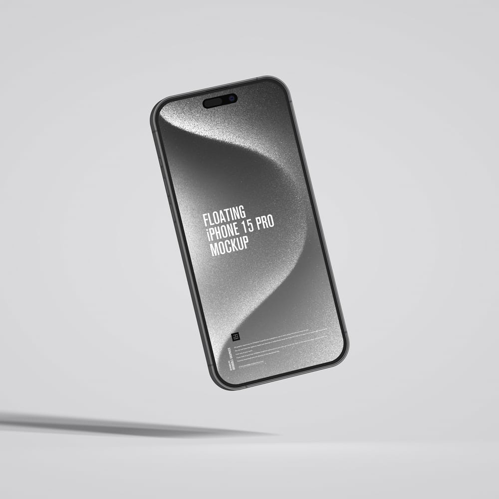 Free Floating iPhone 15 Pro Mockup Design PSD