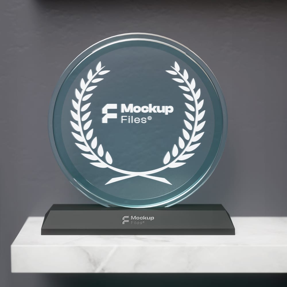 Free Glass Award Trophy Mockup Template PSD