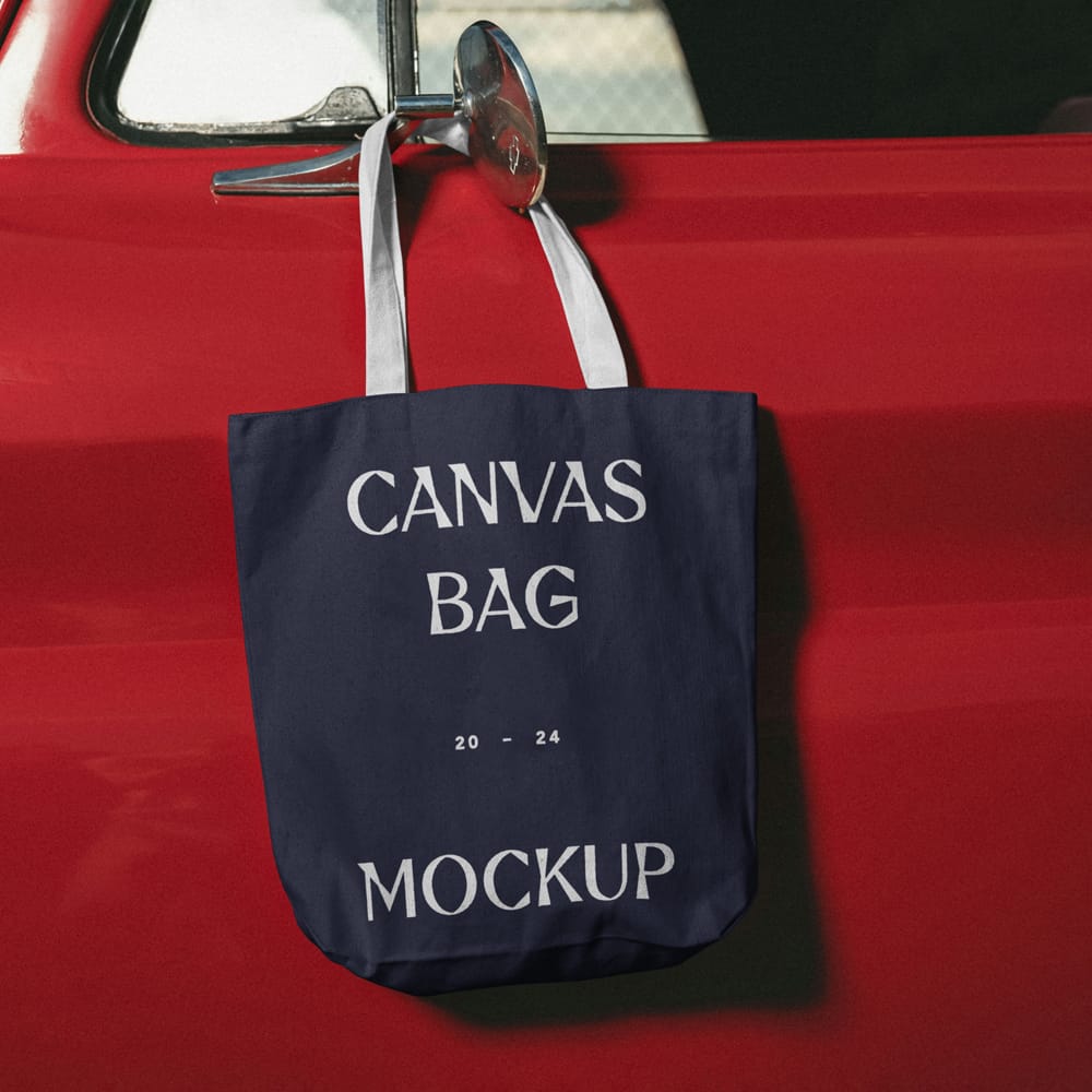 Free Hanging Canvas Bag Mockup PSD