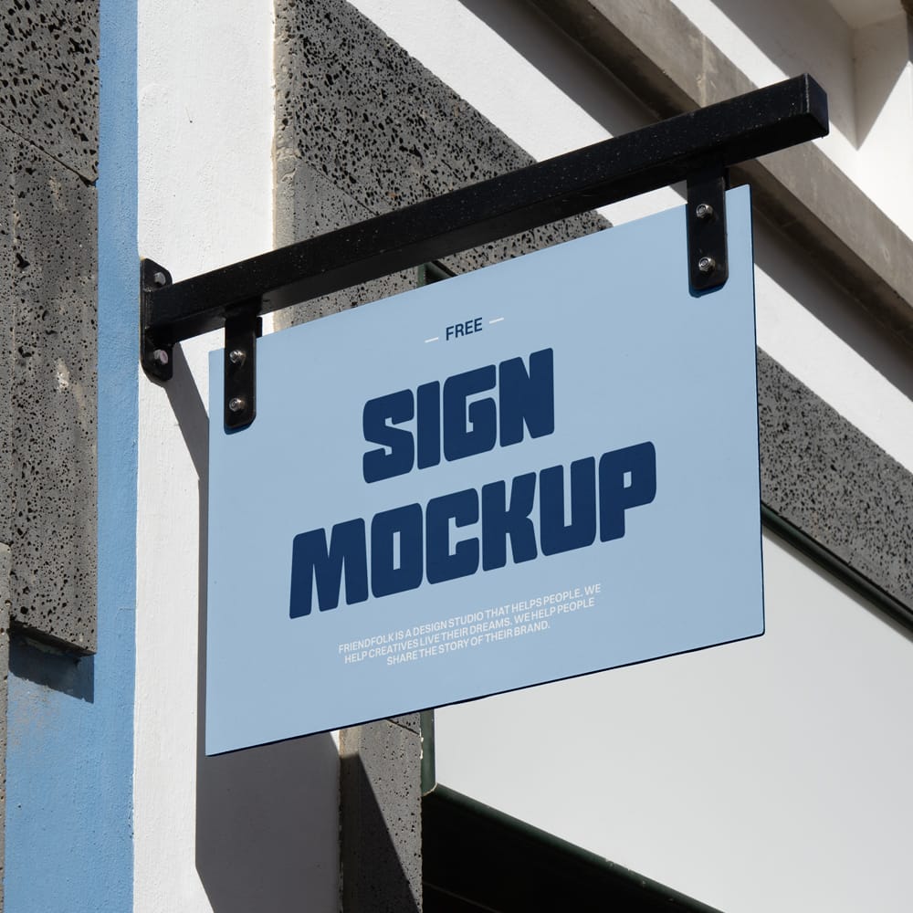 Free Hanging Rectangle Sign Mockup PSD