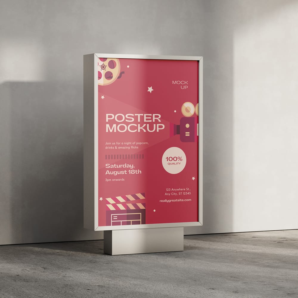 Free Indoor Poster Mockup Template PSD