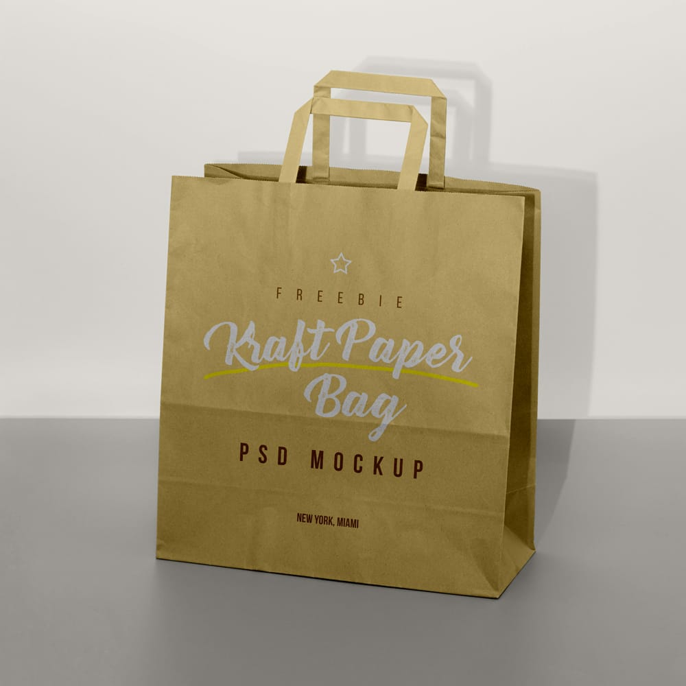 Free Kraft Paper Shopping Bag Mockup Template PSD