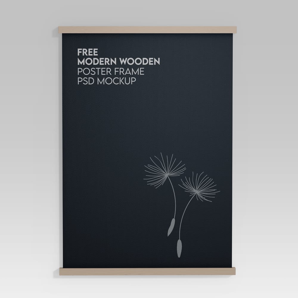 Free Modern Wooden Poster Frame Mockup PSD