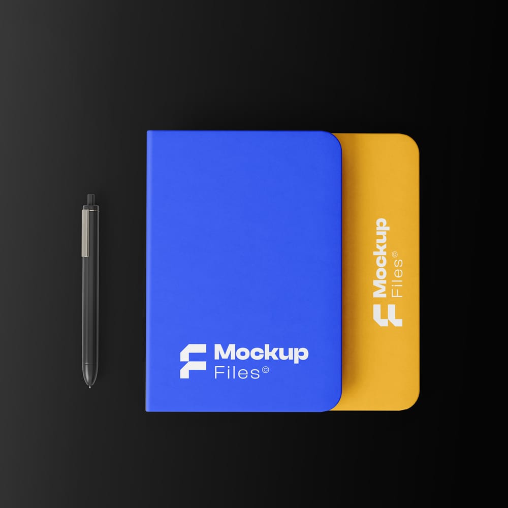 Free Notebook with Pen Mockup Template PSD