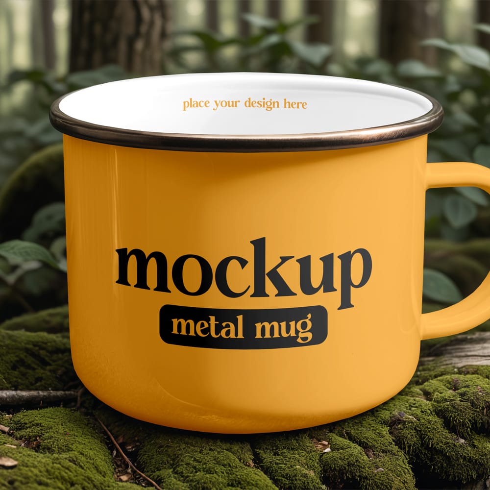 Free Outdoor Metal Mug Mockup PSD